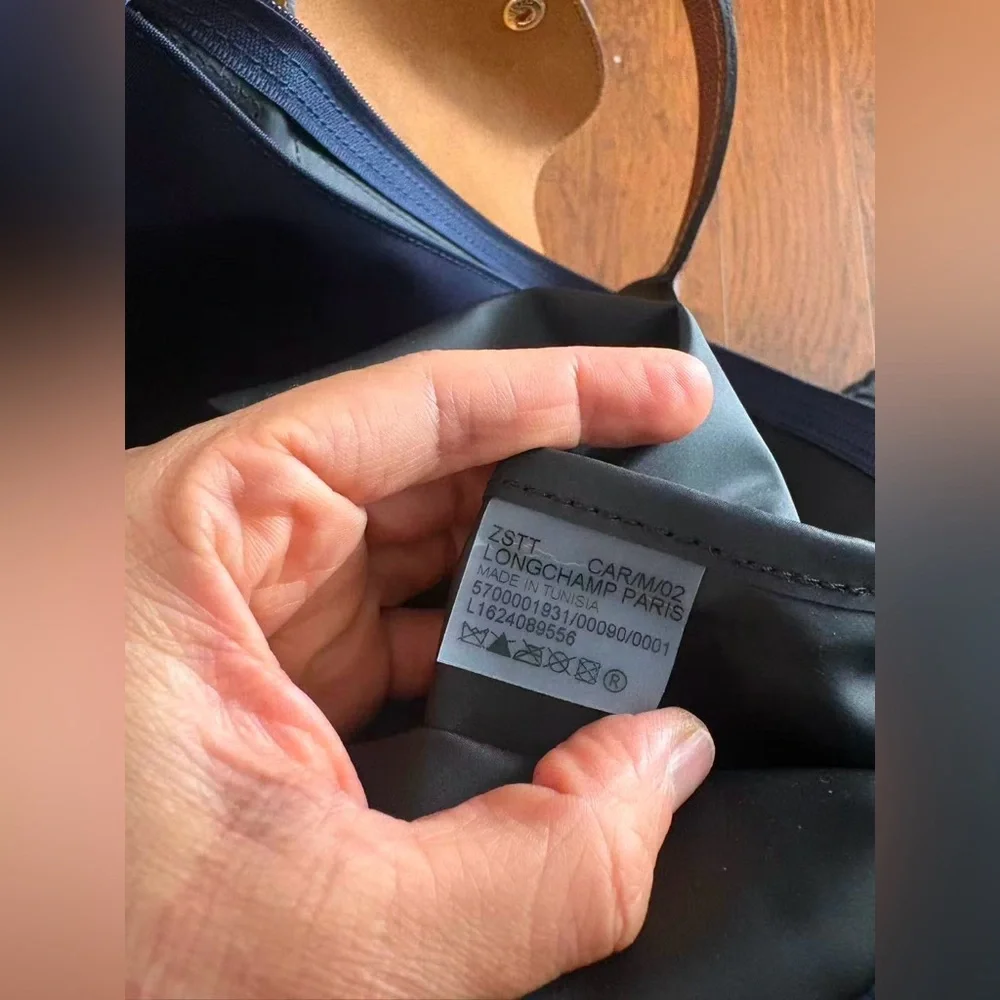 Longchamp Tote Bag extra Large navy Nylon Tote Bag with Brown Leather Handles - Picture 8 of 14